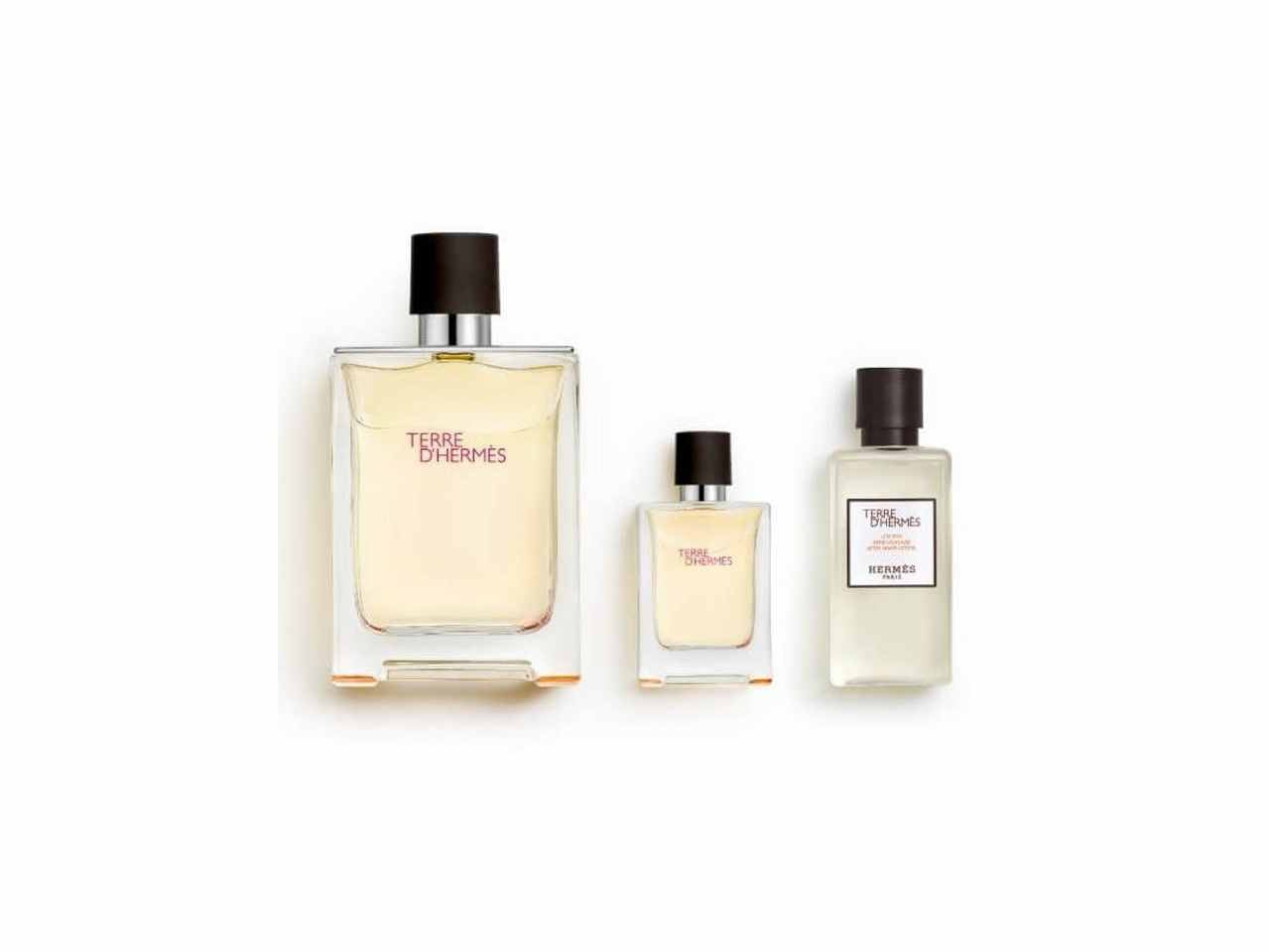 Terre d'hermés cofanetto regalo. il set contiene terre d'hermés eau de toilette 100 ml, spray da viaggio 12,5 ml e lozione dopobarba 40 ml.