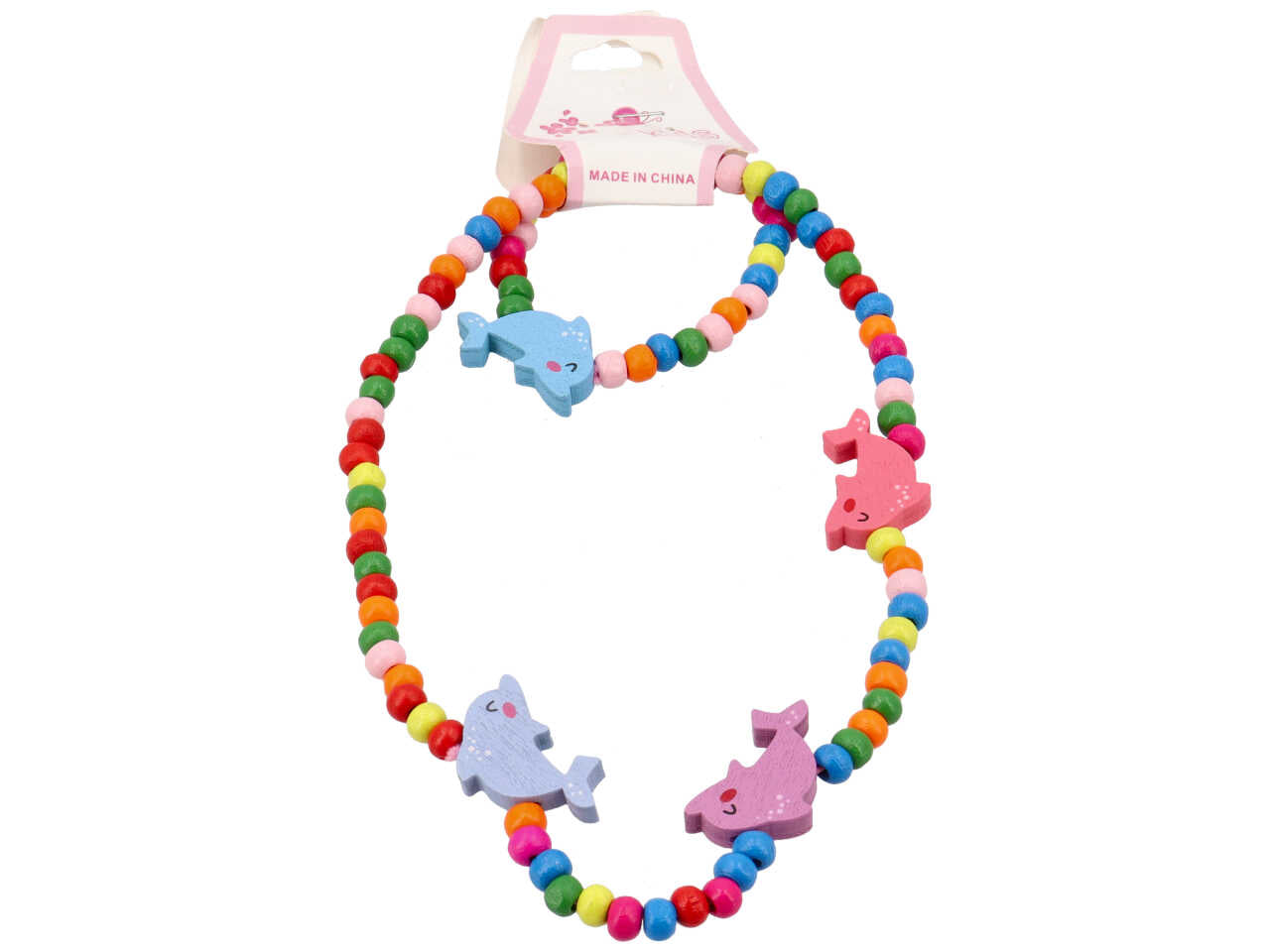 Collana con bracciale in legno da bimba