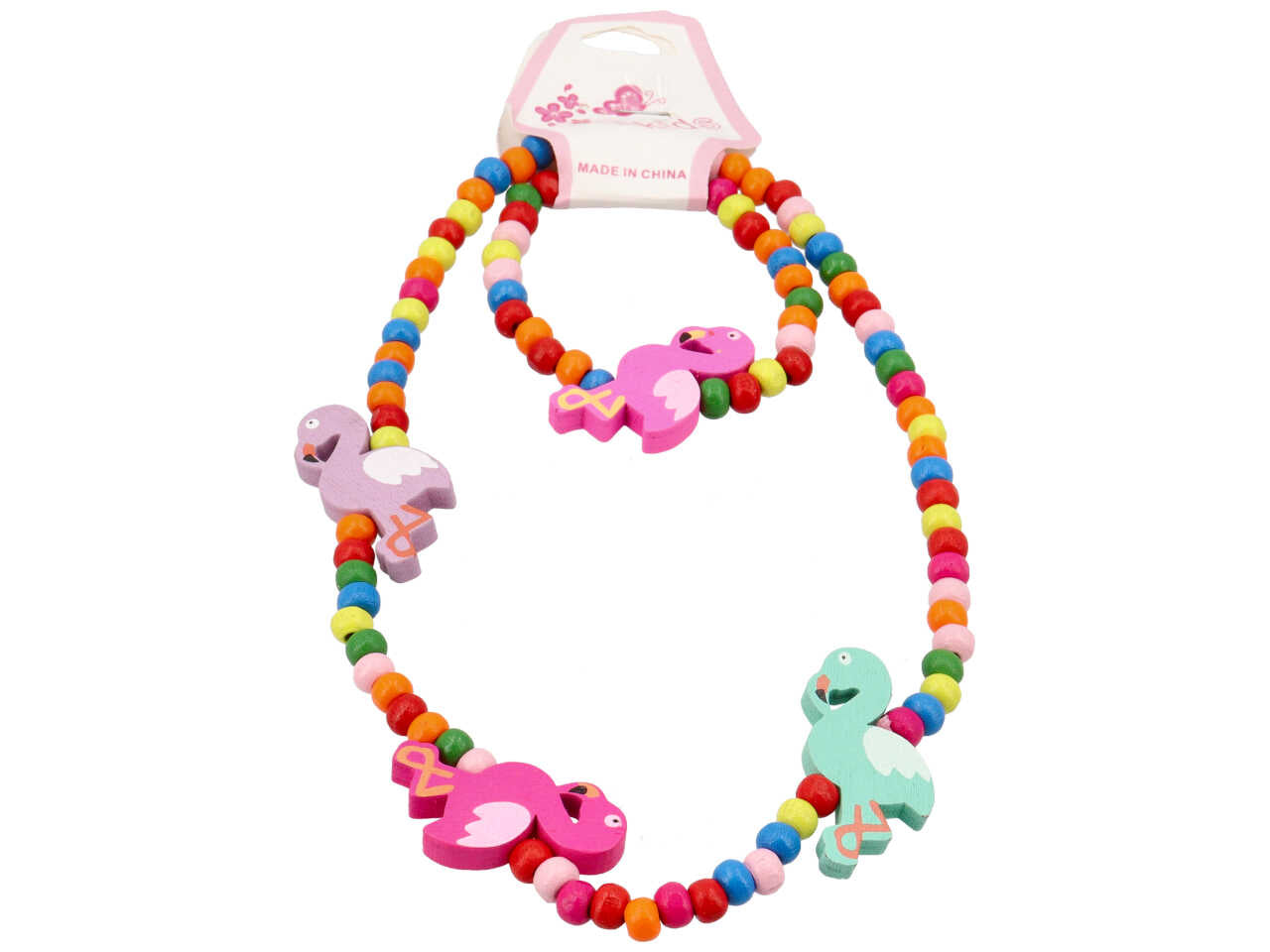 Collana con bracciale in legno da bimba