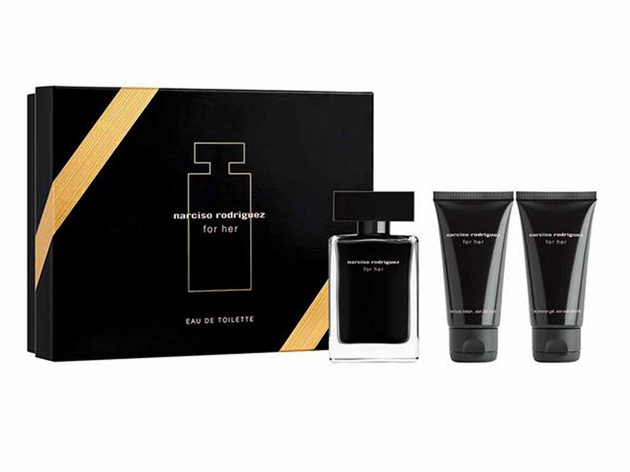 Narciso rodriguez for her eau de toilette set regalo. contenuto del cofanetto: for her eau de toilette 50 ml + lozione corpo profumata 50 ml +  gel doccia profumato 50 ml.