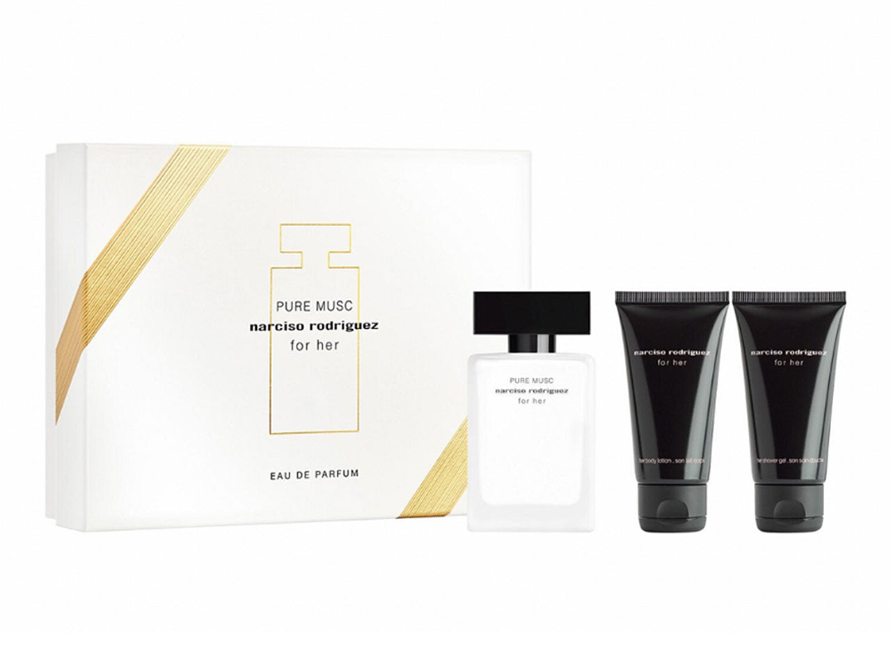 Narciso rodriguez pure musc set regalo contenente pure musc eau de parfum 50 ml + lozione corpo profumata 50 ml +  gel doccia profumato 50 ml.
