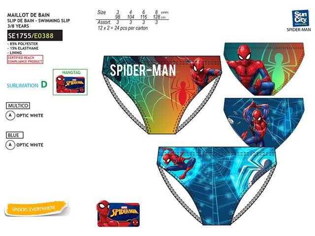 Costume da bagno bimbo slip spiderman