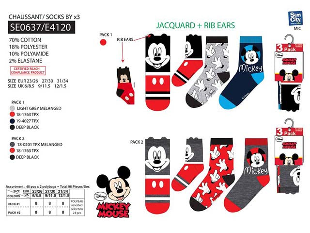 Mickey calzini 3 paia assortiti