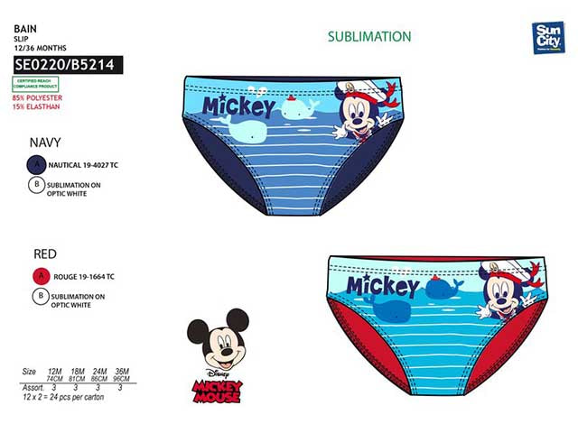 Costume da bagno bimbo slip mickey