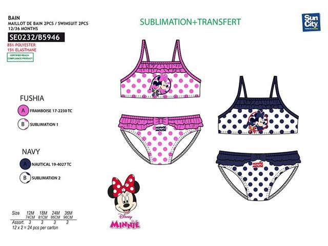 Costume da bagno bimba minnie - 2 pezzi