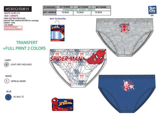 Spiderman slip 3 pezzi hs3032