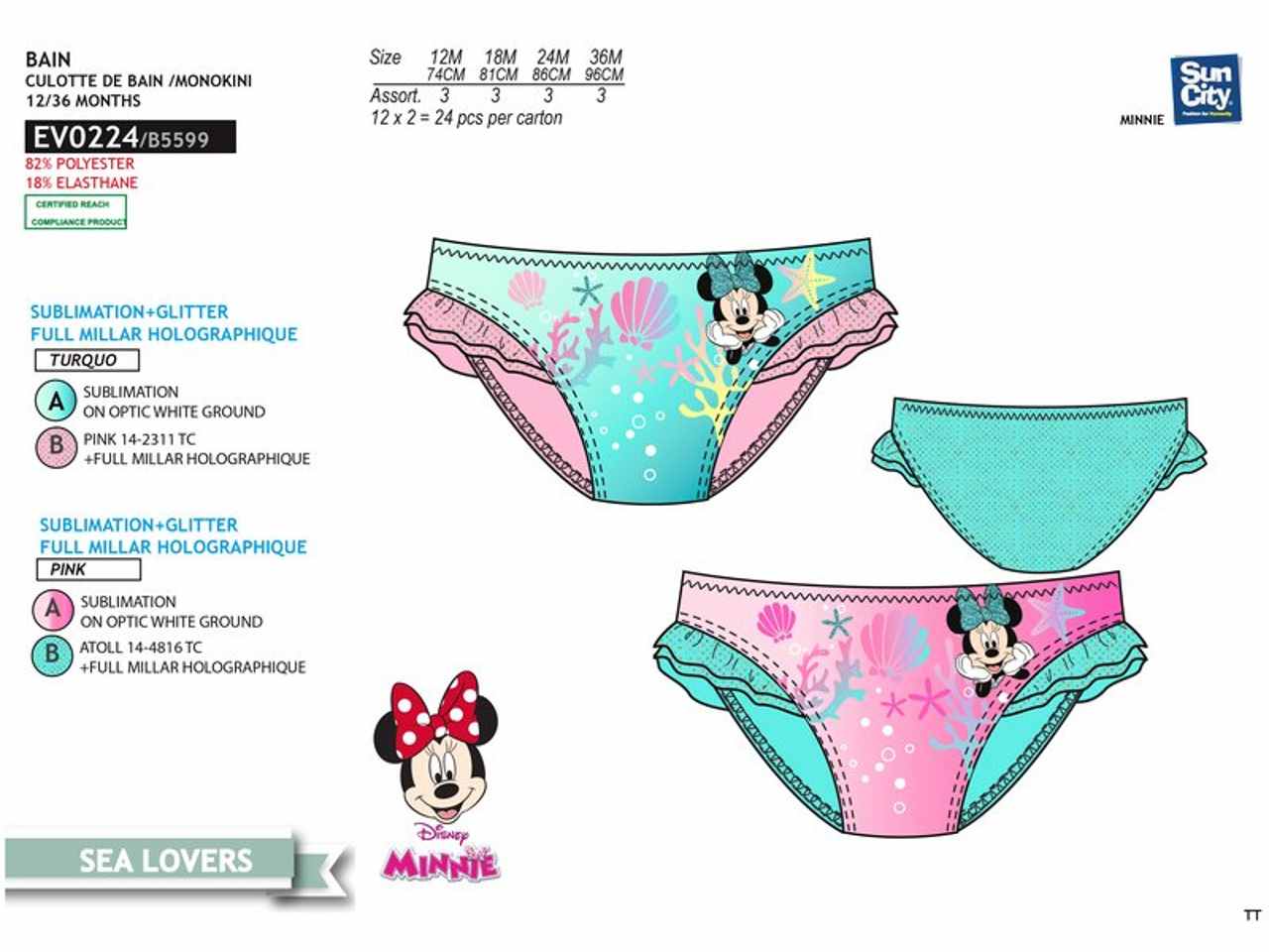 Costume da bagno bimba slip minnie