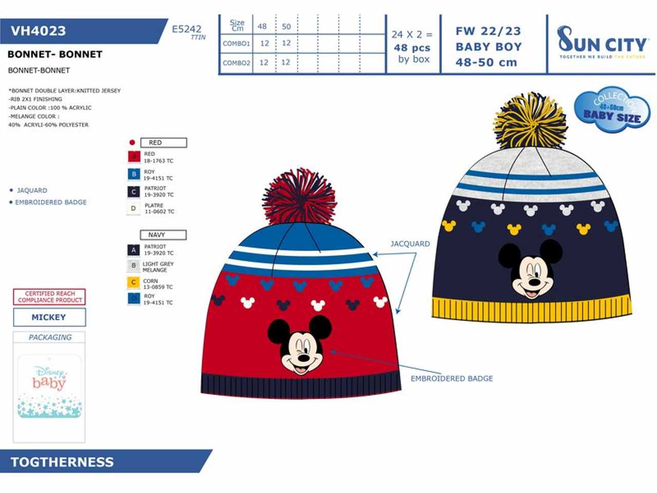 Mickey cappello taglia 48-50 100% acrilico