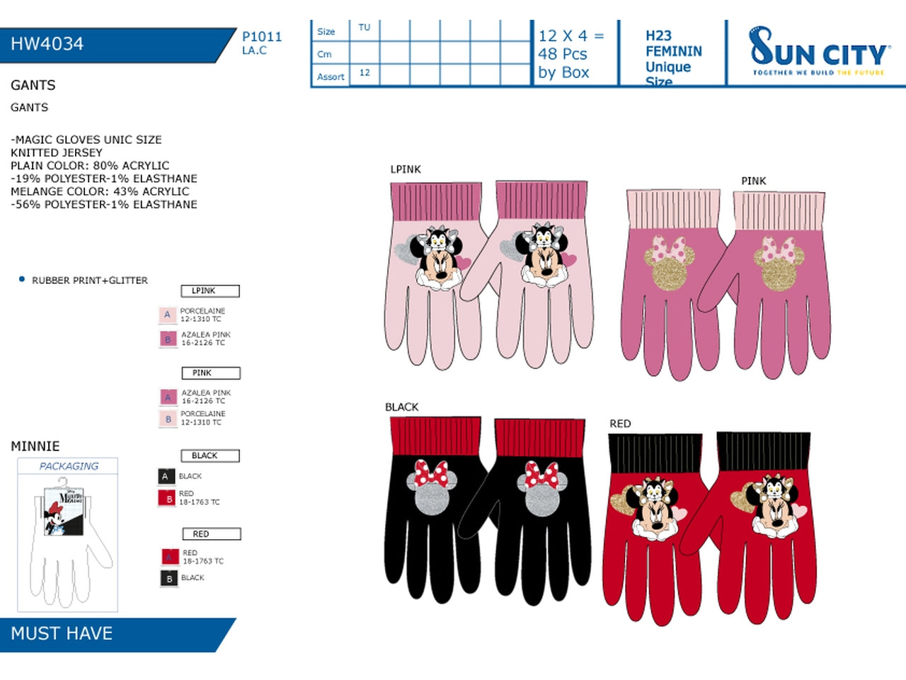 Minnie guanti - colori assortiti
