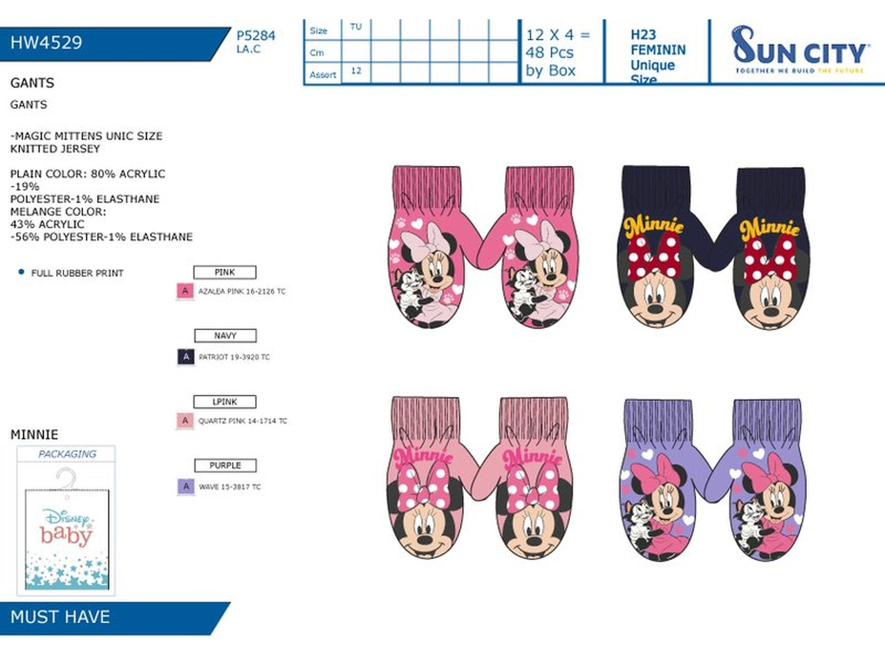 Minnie manopole - colori assortiti