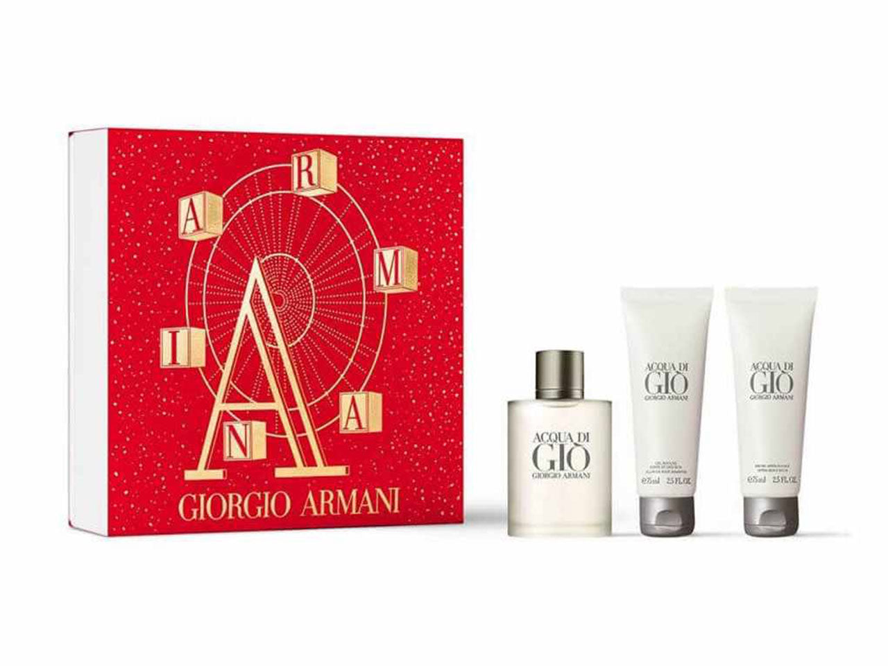 Armani acqua di gio' set regalo . contenuto: eau de toilette 50ml spray, doccia shampoo 75ml, balsamo dopobarba 75ml