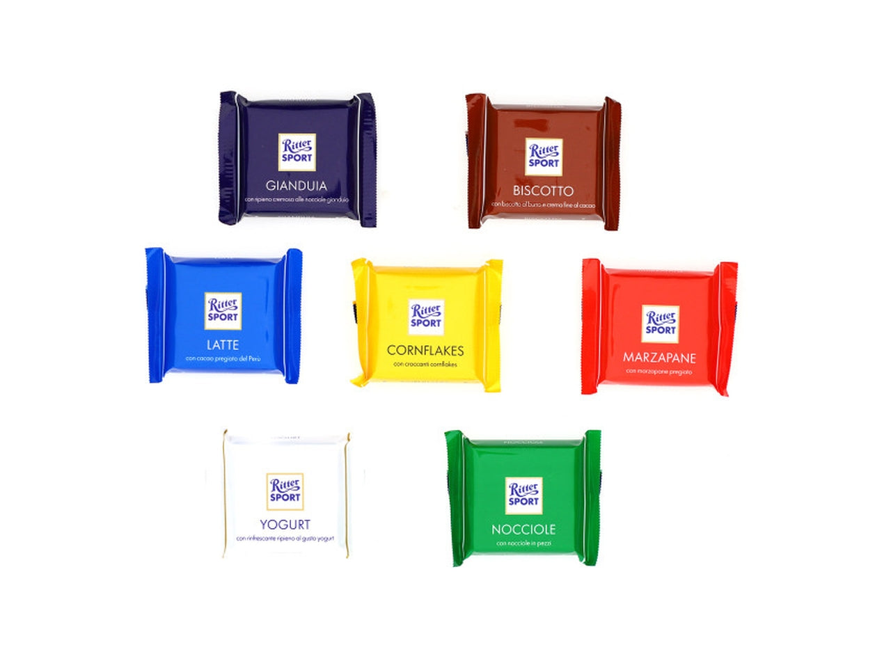 Tavoletta ritter sport mini da 150gr - la confezione comprende 9 gusti assortiti