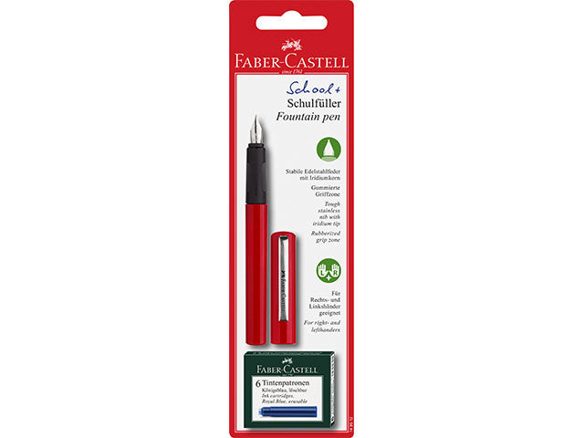 Penna Stilografica Faber-Castell con 6 cartucce di inchiostro incluse, punta M rossa