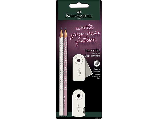Matita disegni Faber Castell ergonomica B con gomma e temperino bianco 175 mm