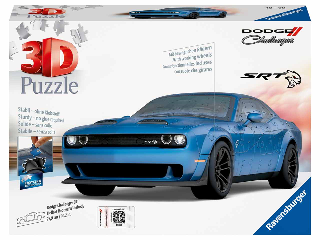3d puzzle dodge challenger hellcat blu