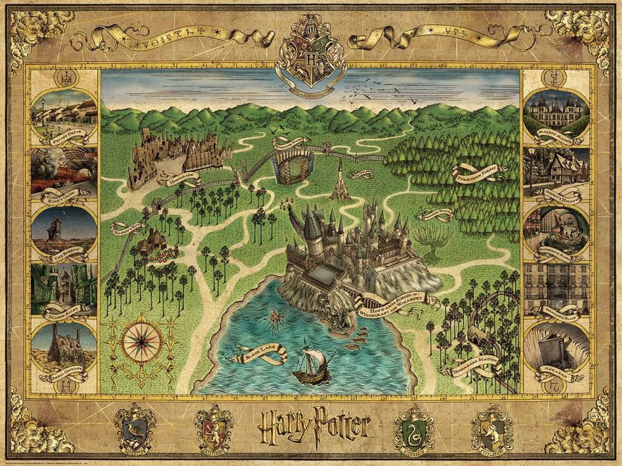 Puzzle 1500 pezzi mappa di hogwarts 16599 5