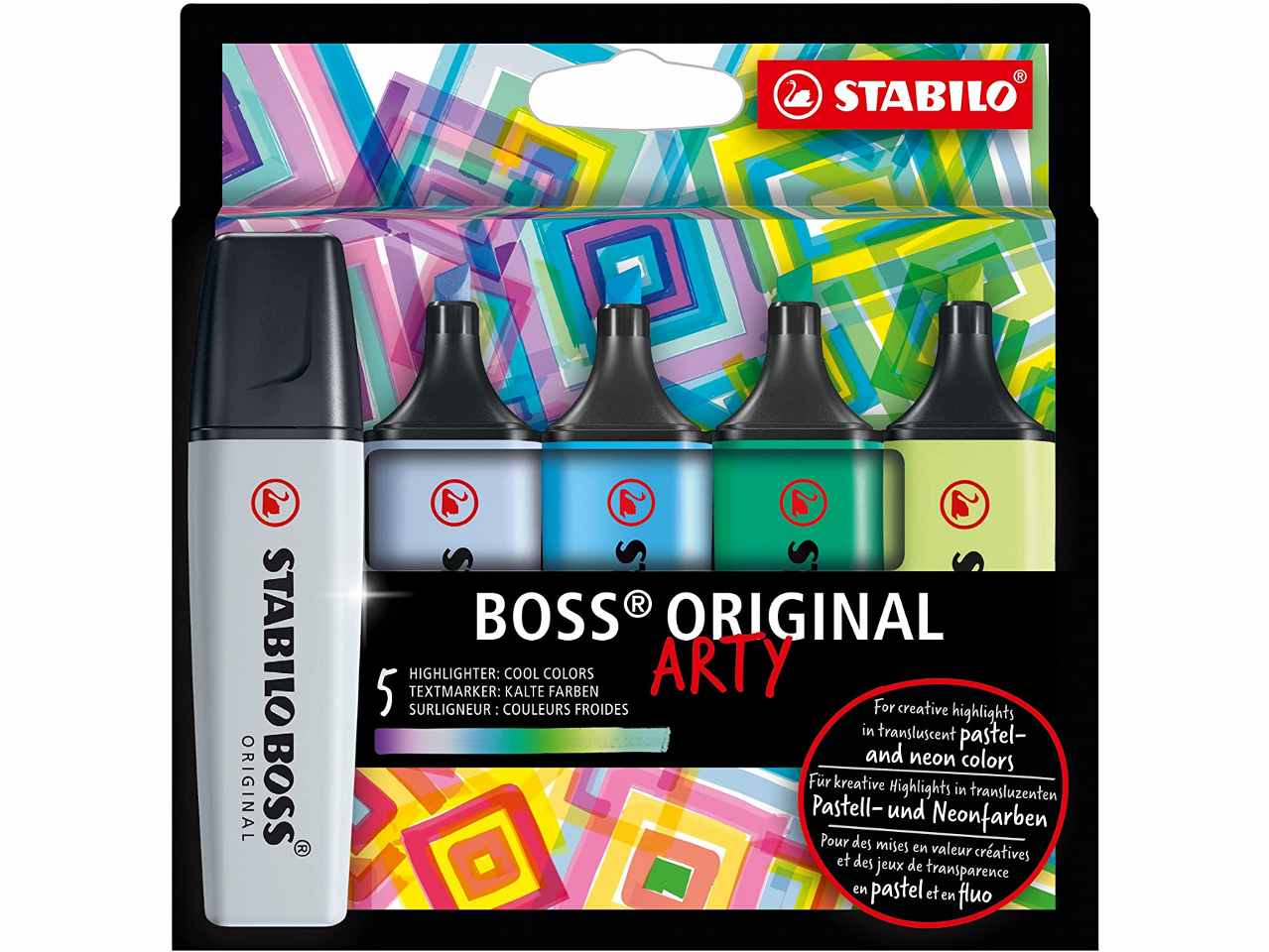 Evidenziatore colori freddi stabilo - 5 pezzi
