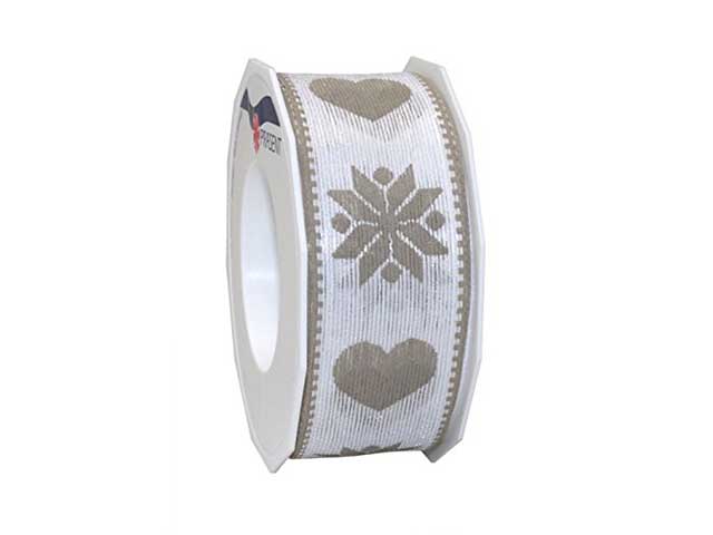 nastro stavanger bianco/taupe 15-m 40mm