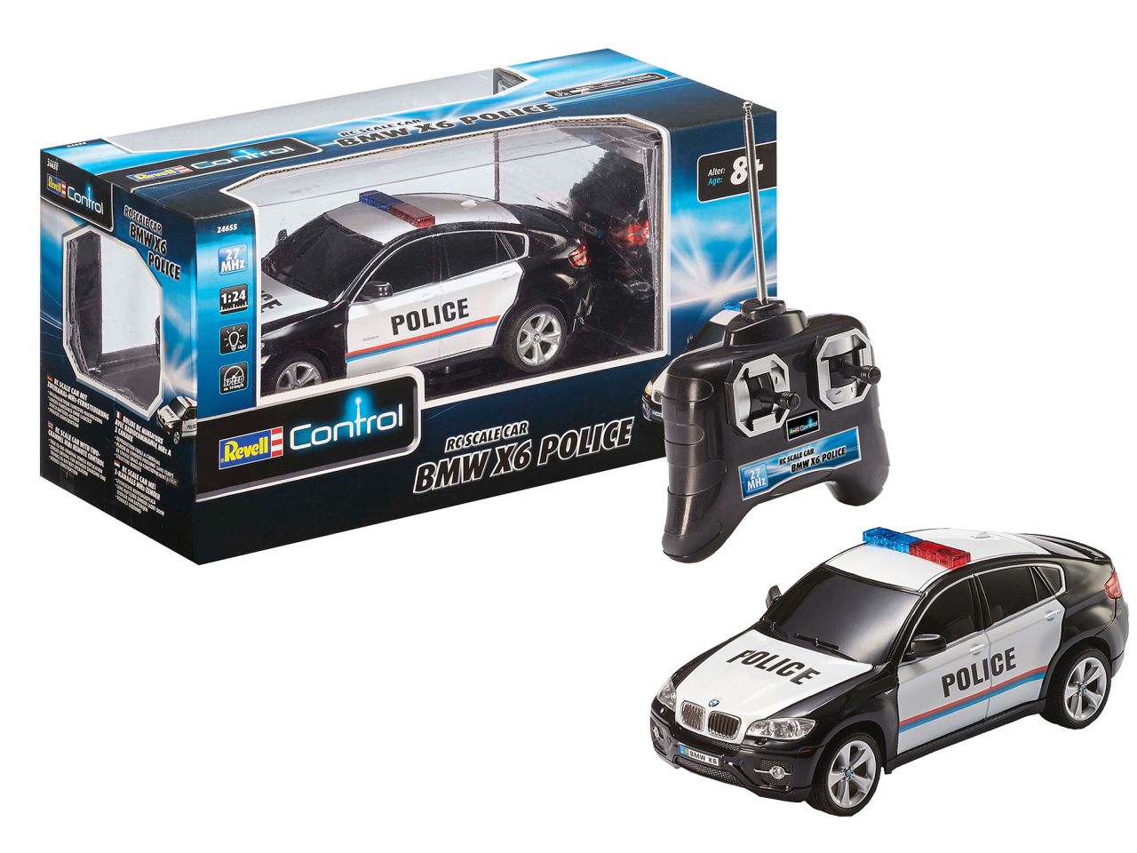 Auto radiocomandata bmw x6 police in scala 1:24