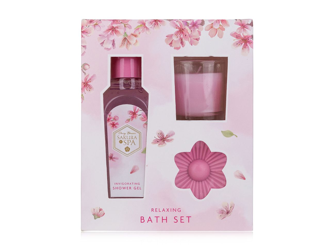 Sakura spa set bagno con shower gel da 110ml, sapone da 25gr e candela