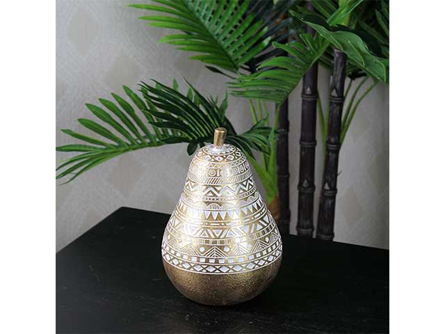 Pera ceram.13x13x19cm oro/bianca 661044