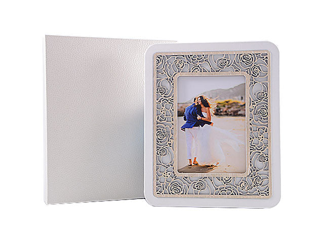 Porta foto pelle 22x27 con applinea rose lp0242mb