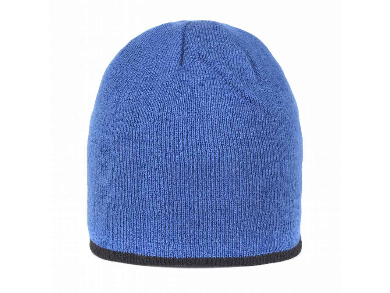 Cappello cuffia in maglia reversibile a righe con interno tinta unita blu