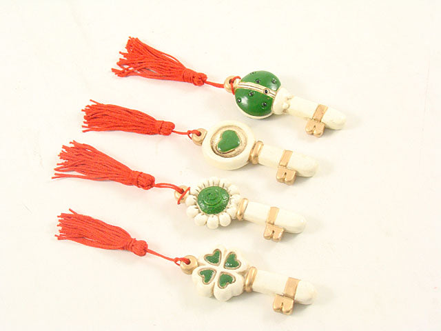 Chiave c/nappina 7,5x3cm verde xb116/v