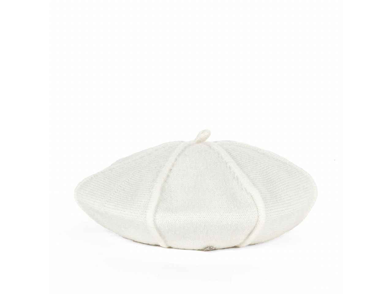 Cappello basco panna in maglia