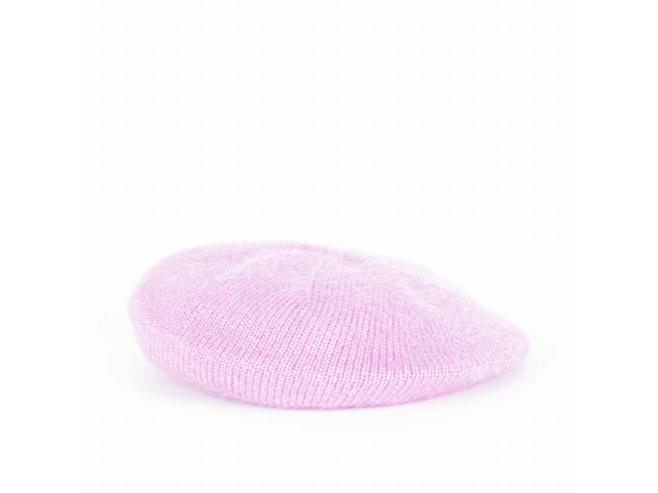 Cappello basco malva filato peloso taglia unica
