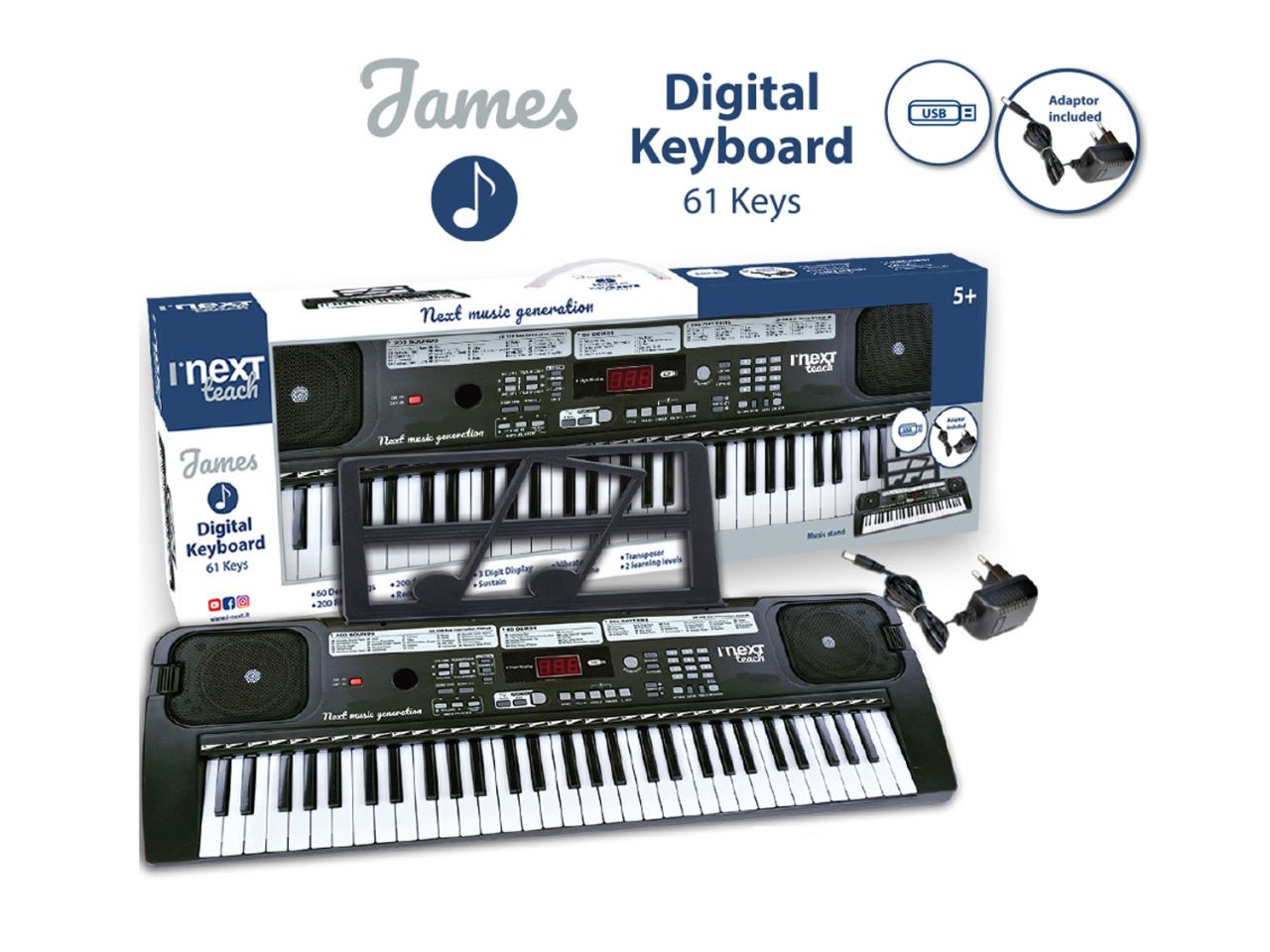 Tastiera digitale 61t usb e adattatore james