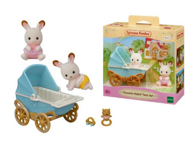 Sylvanian families gemelli coniglio+carrozz.5432