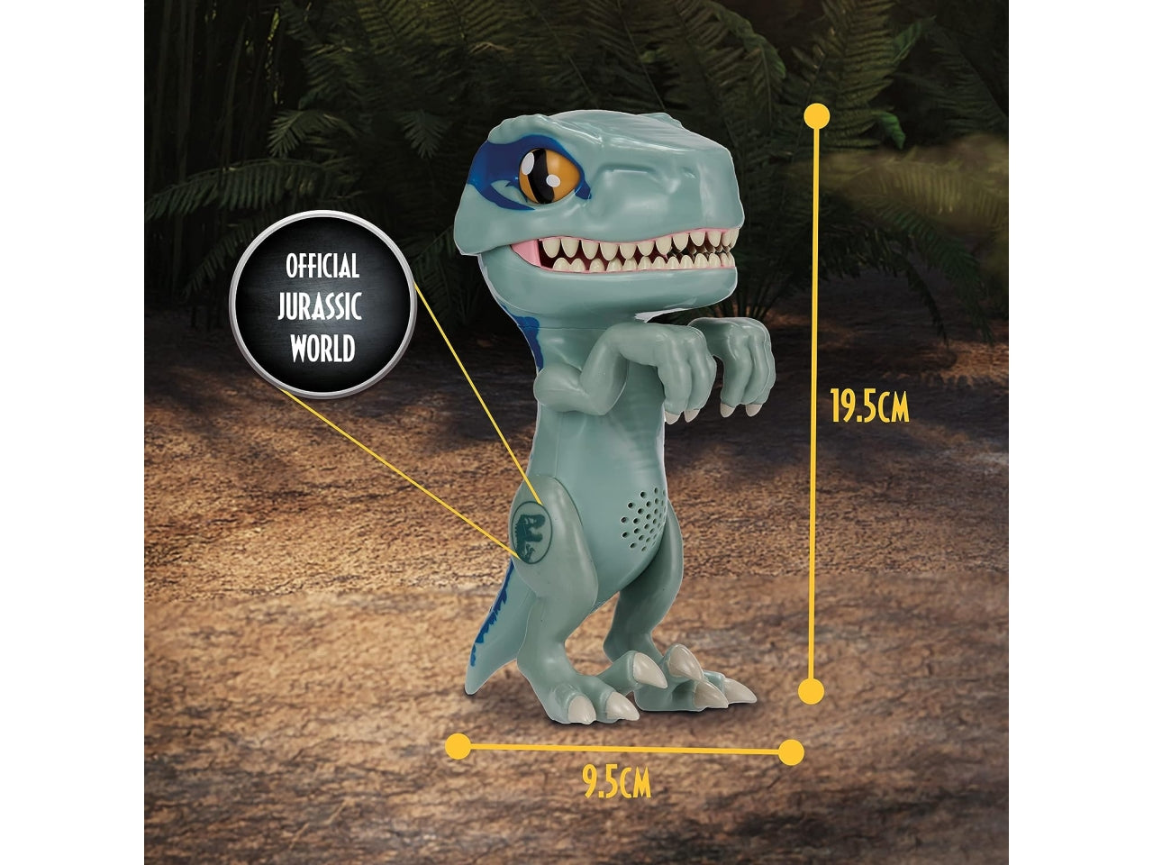 Jurassic world chomper con luce negli occhi e suoni