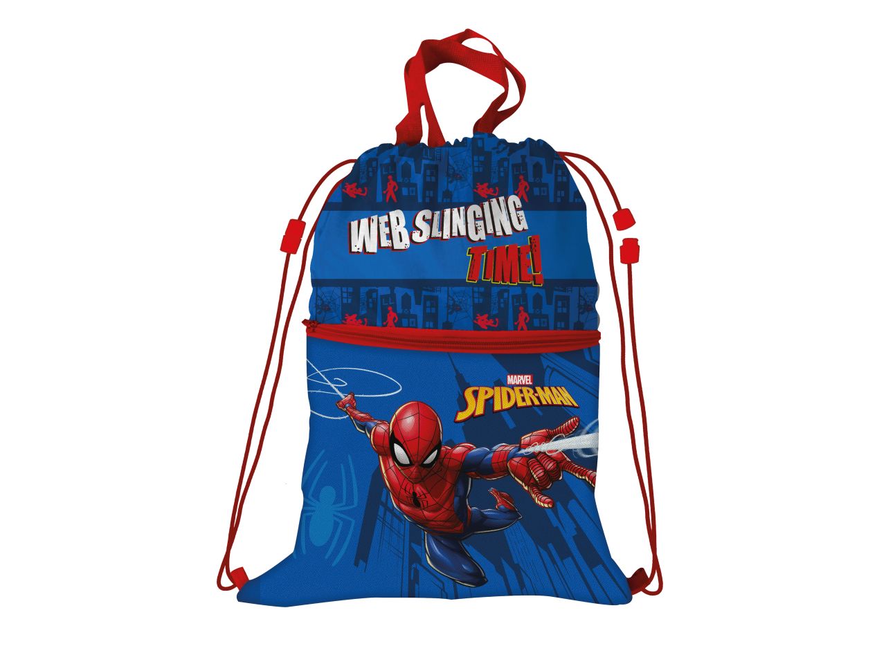 spiderman sacca zaino c/tasca 44x33