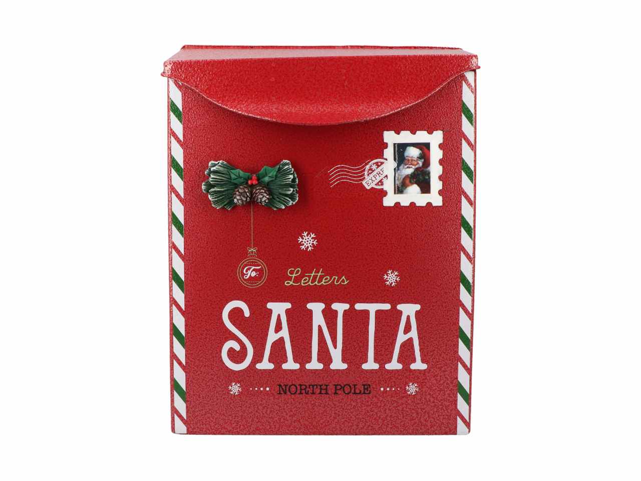 Cassetta della posta di natale rossa 24x10x31cm