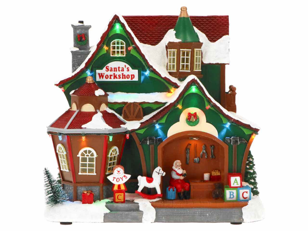 Giostrina negozio di babbo natale 28x17x28cm con musica e led multicolor