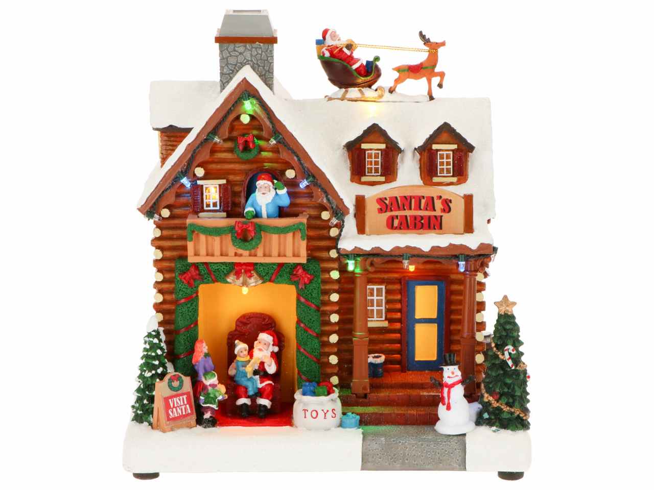Giostrina casa di babbo natale 23,5x15x25,5cm con musica e led multicolor