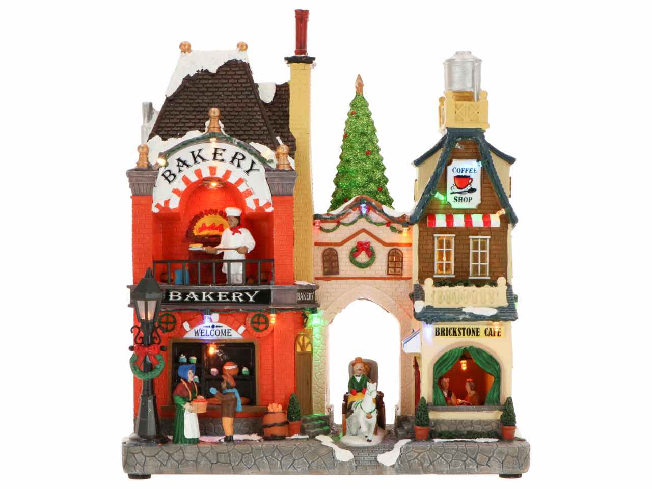 Giostrina villaggio 27x13,8x31cm con albero di natale e led multicolor