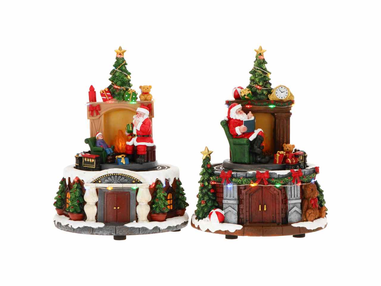 Giostrina treno e babbo natale 17x17x23cm con led multicolor funzionamento a batteria