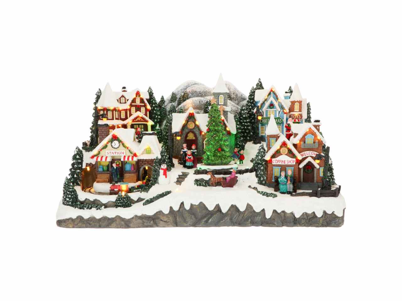Giostrina villaggio animato 55x32,5x30cm e led multicolor