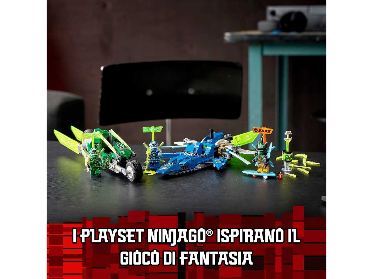 lego ninjago i bolidi di velocità di jay e lloyd.