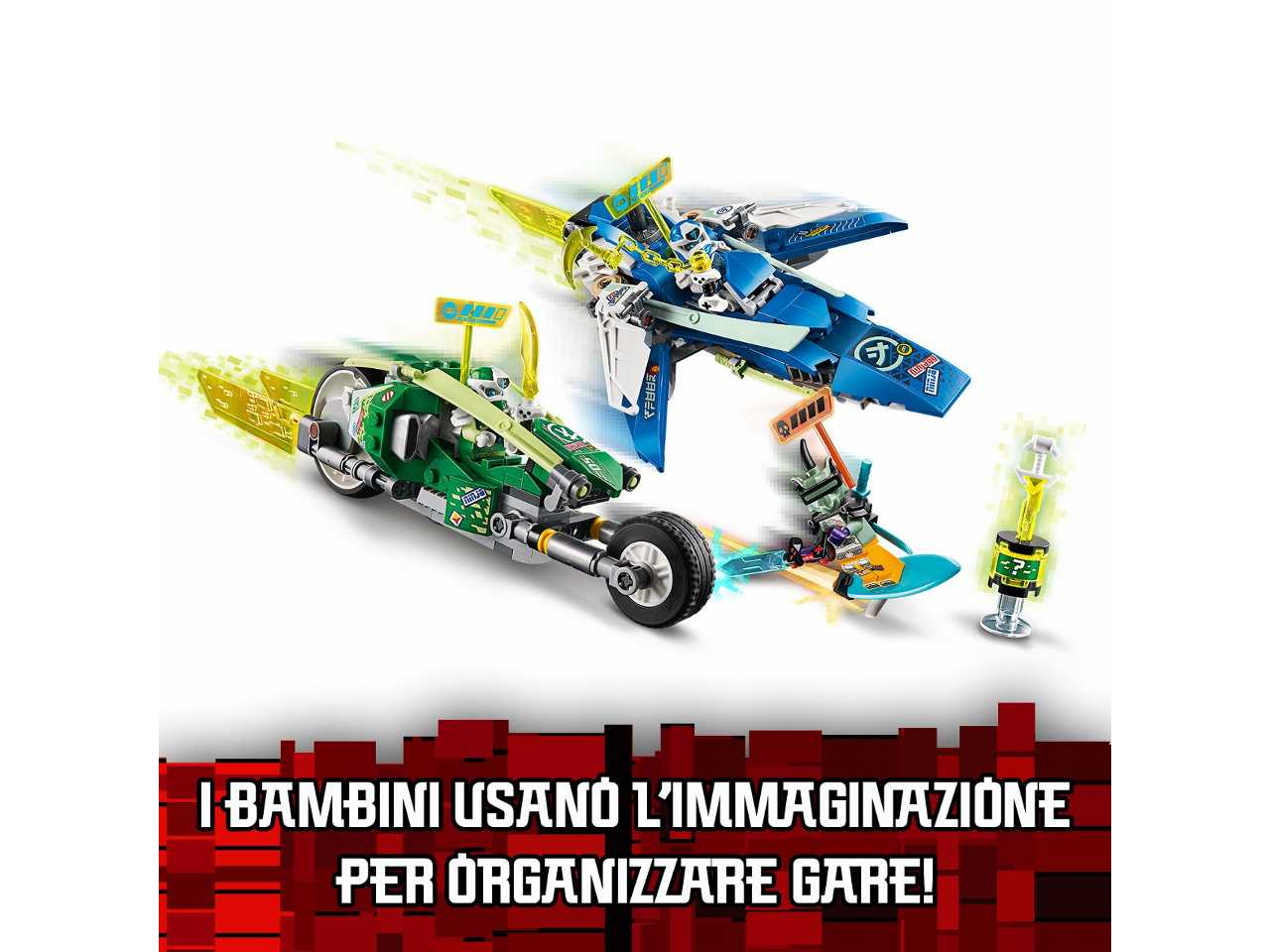 lego ninjago i bolidi di velocità di jay e lloyd.