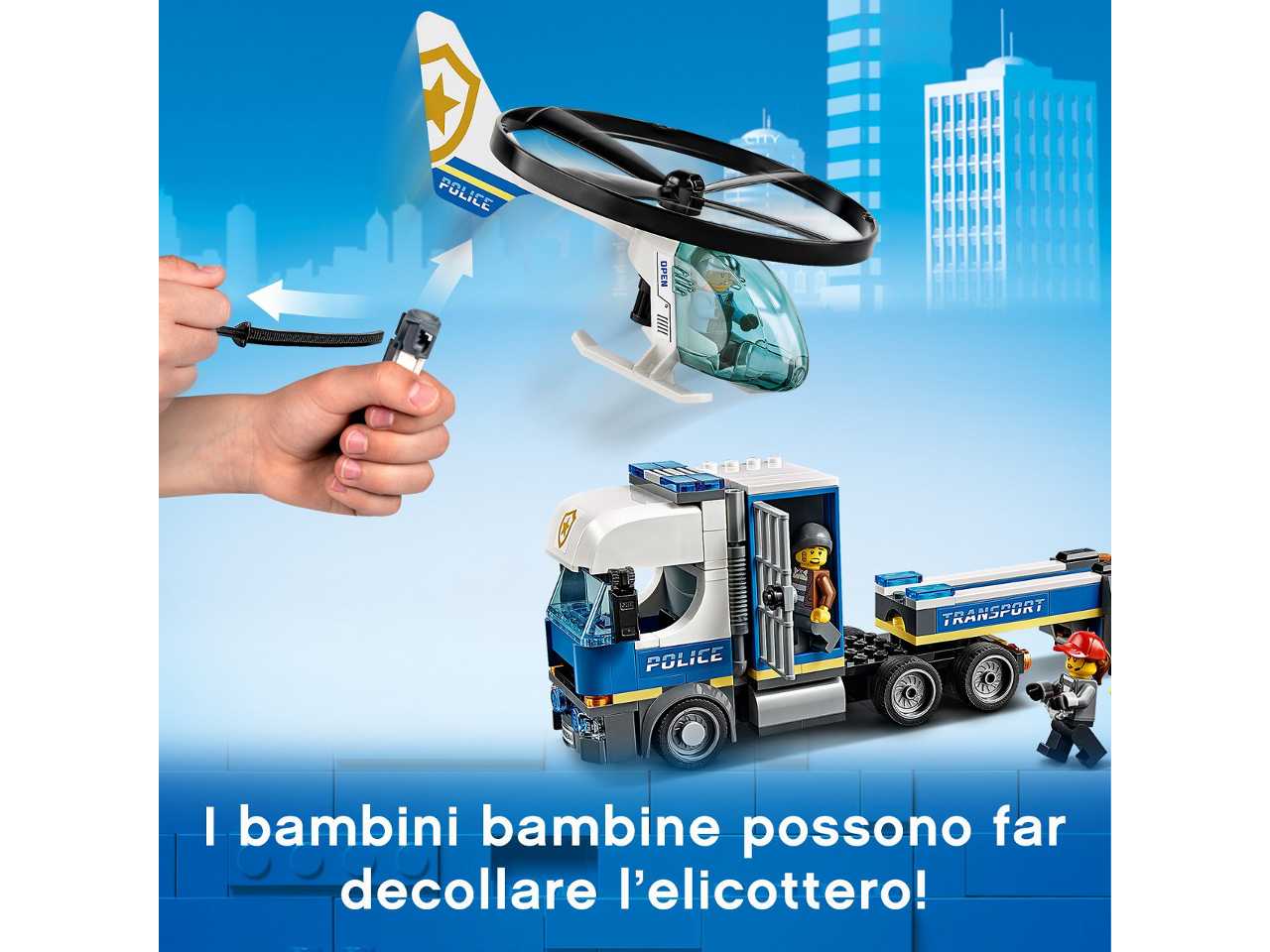 lego city trasportatore di elicotteri della polizia.
