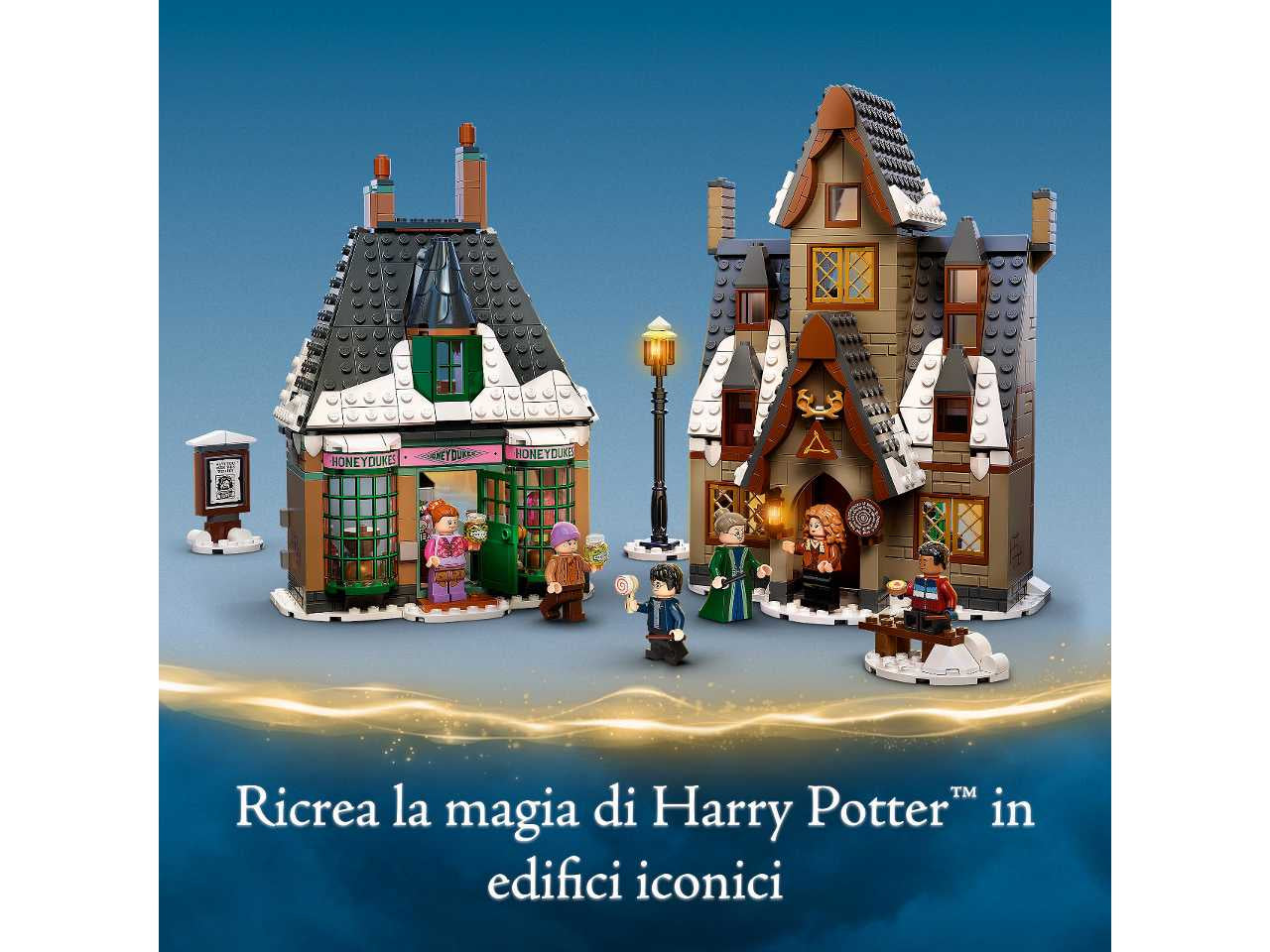 Lego harry potter visita al villaggio di hogsmeade.