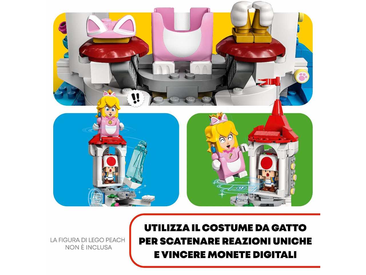 Lego super mario pack espansione costume di peach gatto e torre ghiacciata