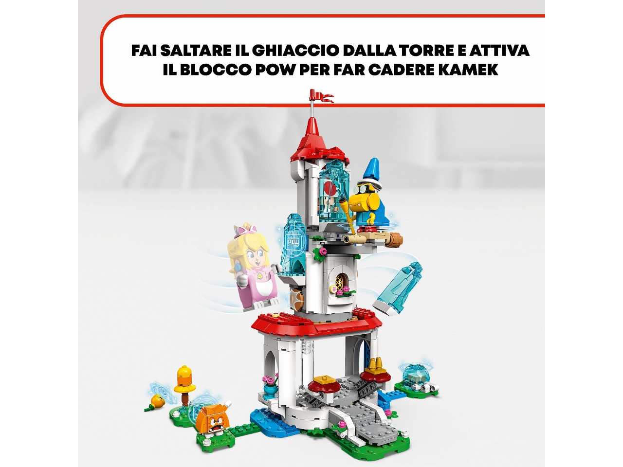 Lego super mario pack espansione costume di peach gatto e torre ghiacciata