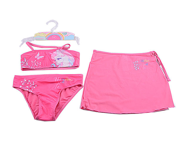 Costume da bagno bimba bikini con pareo 3-8 anni unicorno