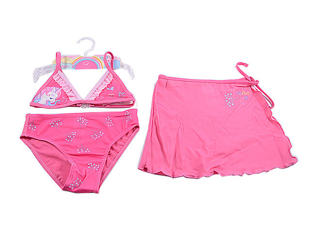 Costume da bagno bimba bikini con pareo 3-8 anni unicorno
