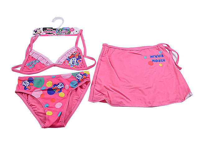 Costume da bagno bimba bikini con pareo 3-8 anni minnie