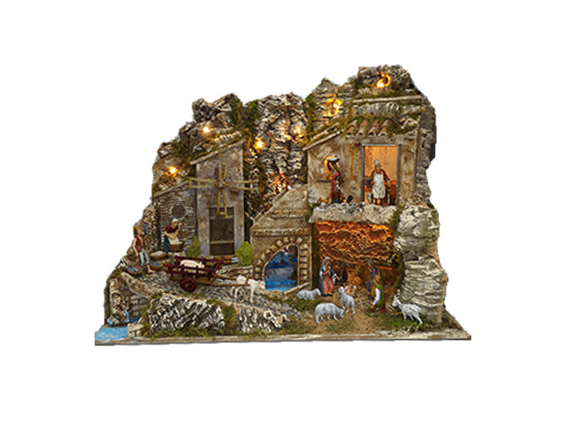 Presepe con luci e mulino a vento pr195